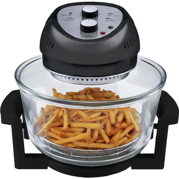 The big boss with french fries inside. It uses a glass bowl which makes it one of the best non toxic air fryers.