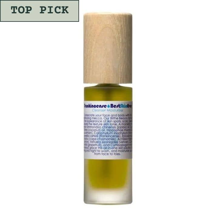 glass bottle of frankinscence gua sha oil