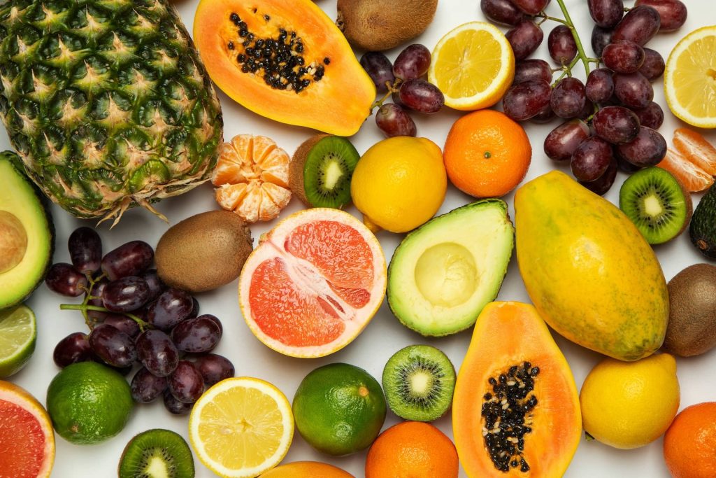 fruits that improve lymph flow layed out on a table